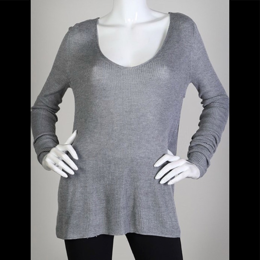 Heather gray sweater lite knit grey top